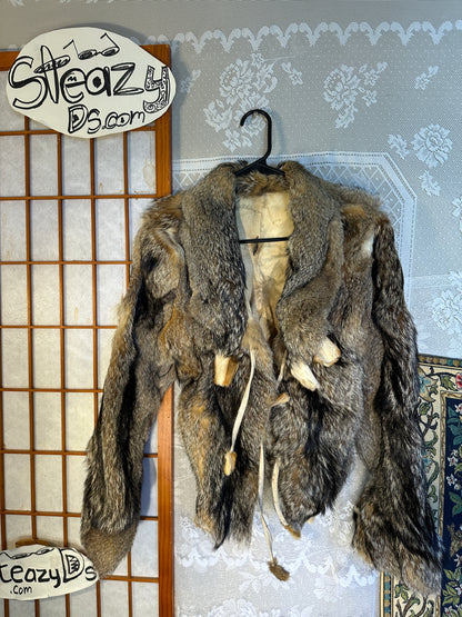 REAL Fur Jacket FOX Mini XS small Gray Coyote