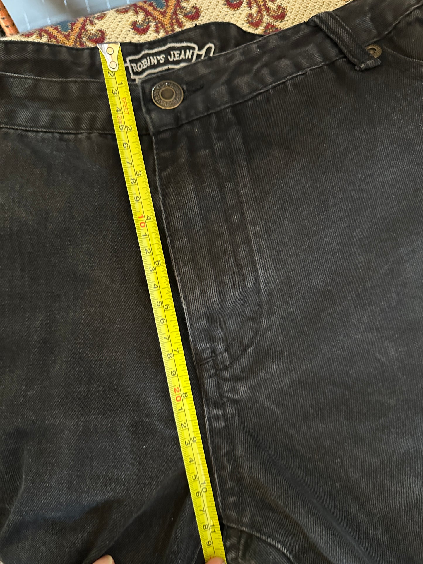 Robins Jean Jorts Studded Double Flap Pockets 38 Black USA