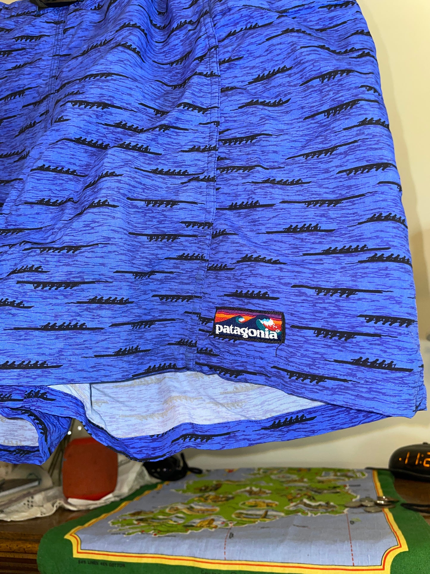 Vintage Patagonia Baggies River Shorts Belt All Over Lined Swim XL 90s Wave