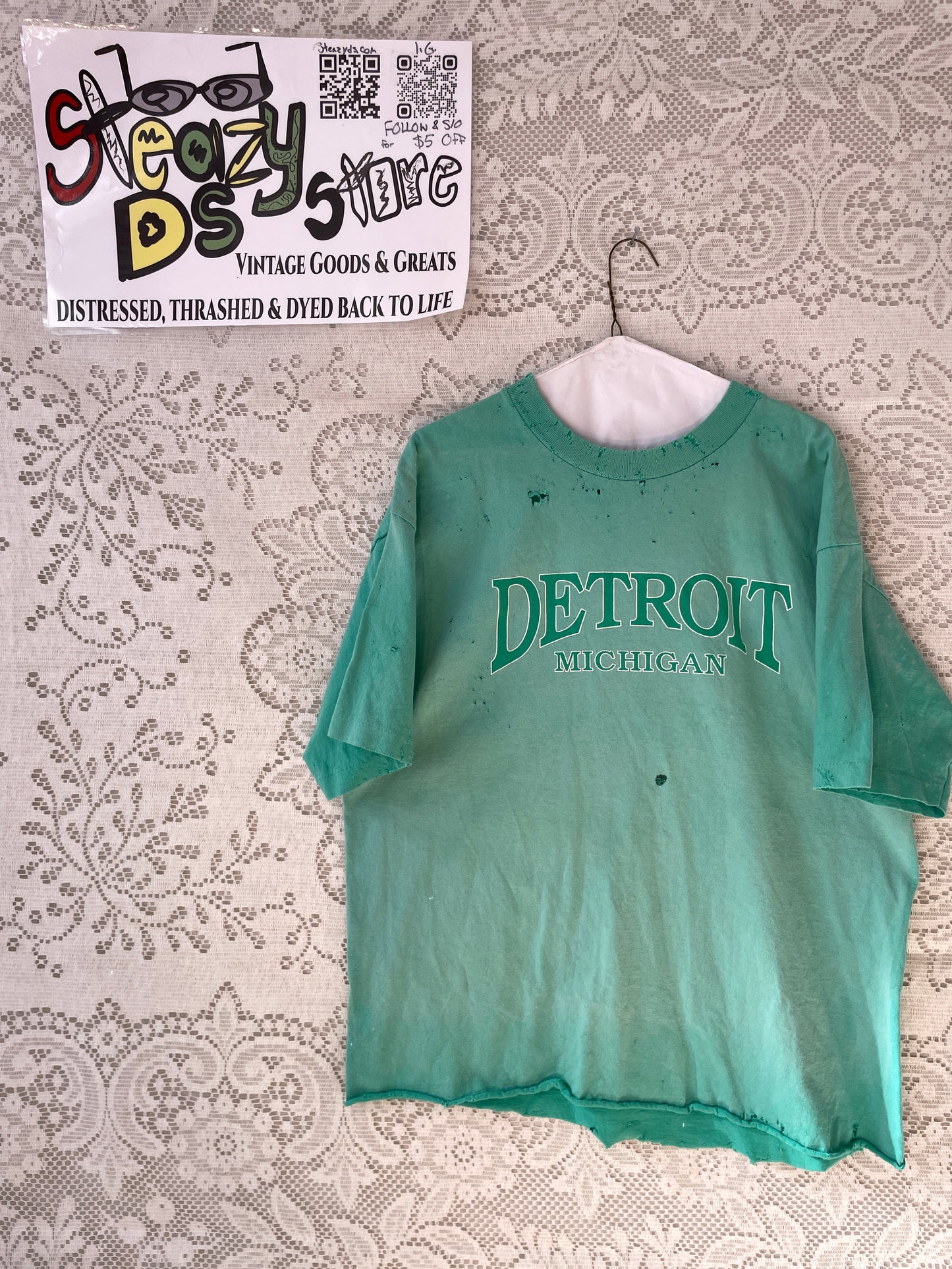 Detroit Made Me Hand Distressed & Sun Dyed Shirt