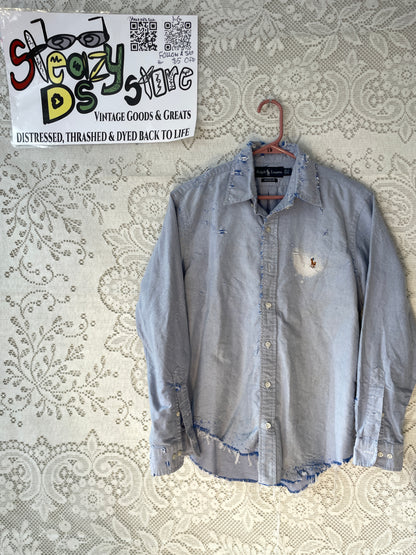 Gritty Oxford Ralph Lauren Shirt, Bleached and Distressed