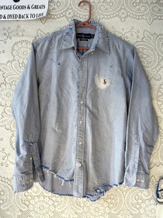 Gritty Oxford Ralph Lauren Shirt, Bleached and Distressed