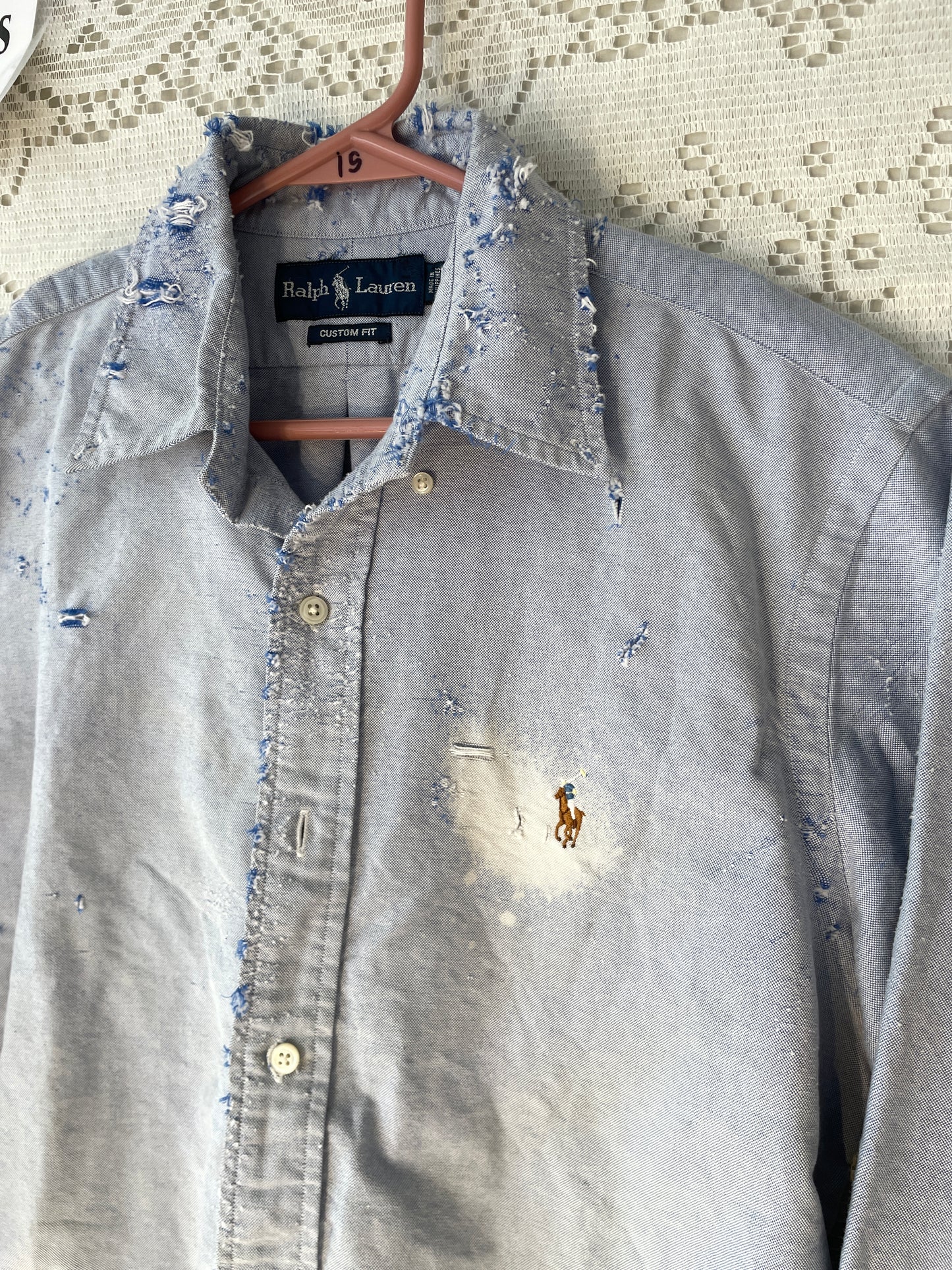 Gritty Oxford Ralph Lauren Shirt, Bleached and Distressed