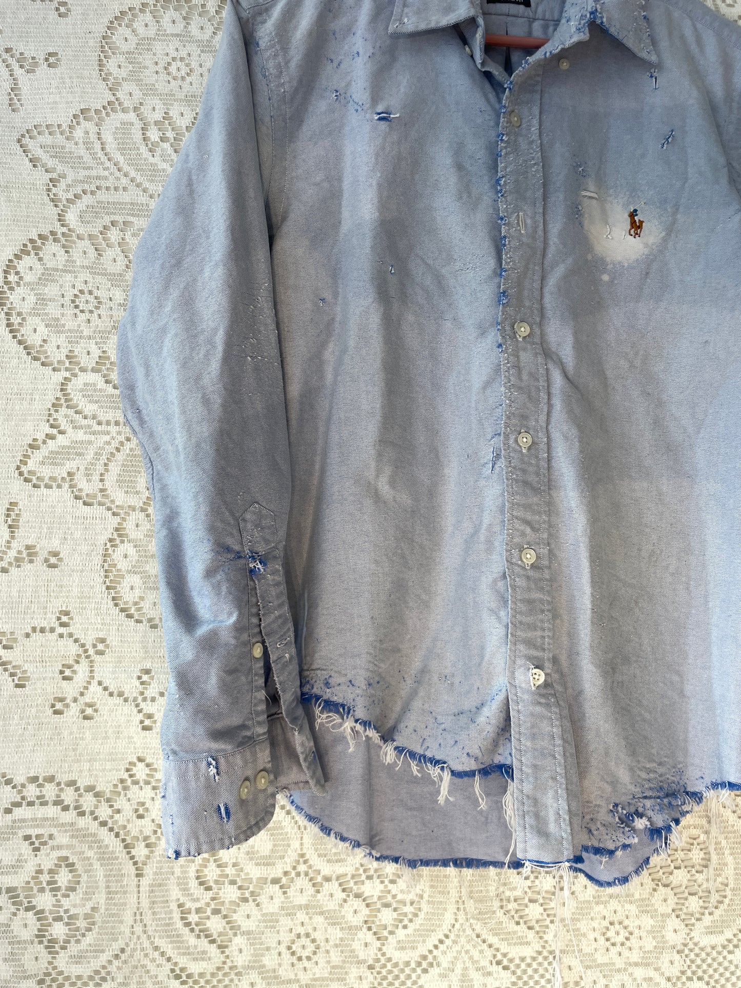 Gritty Oxford Ralph Lauren Shirt, Bleached and Distressed