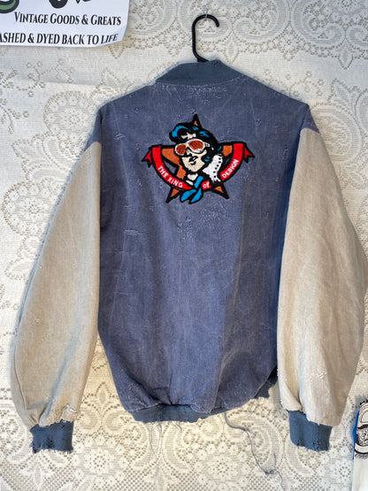 Elvis, King of Thrashing Distressed Varsity Jacket