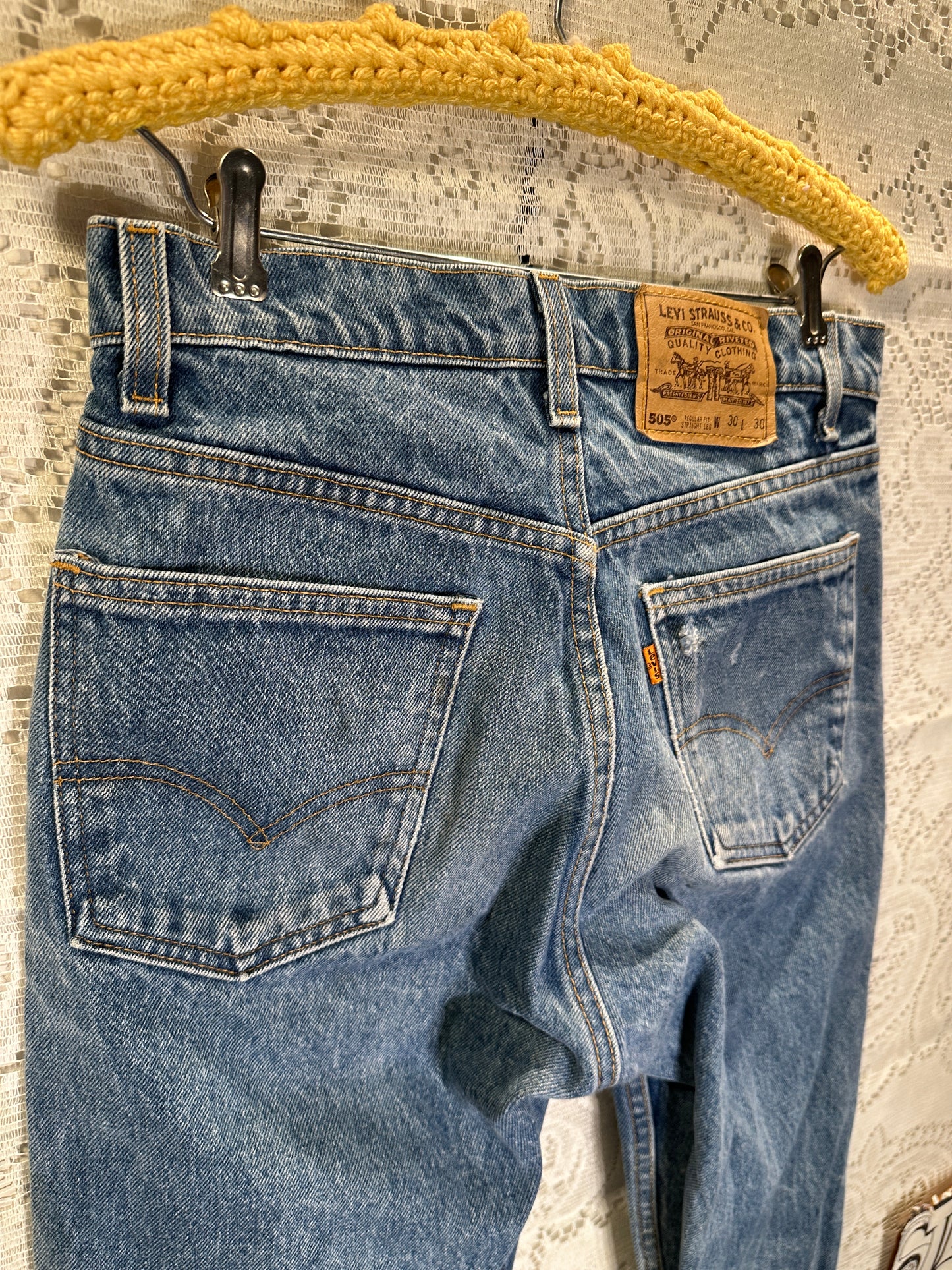 Vintage Levi’s 505 Orange Tab Jeans Men 30x30 Grunge distress 90s