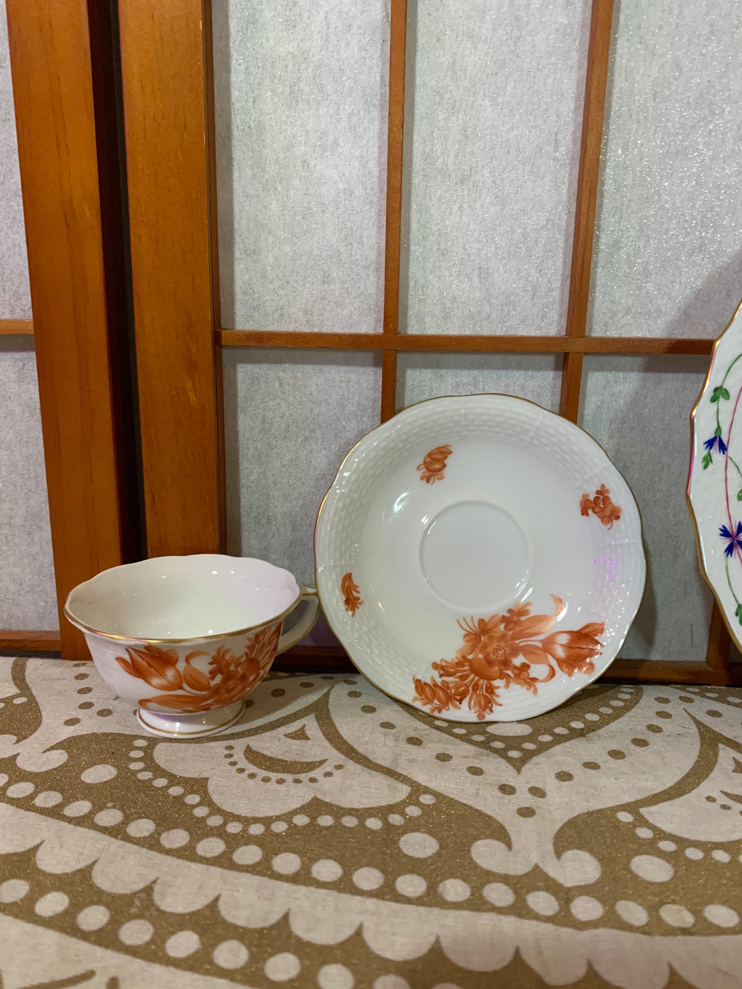 Herend Hungary porcelain Chinese Bouquet rust saucer cup