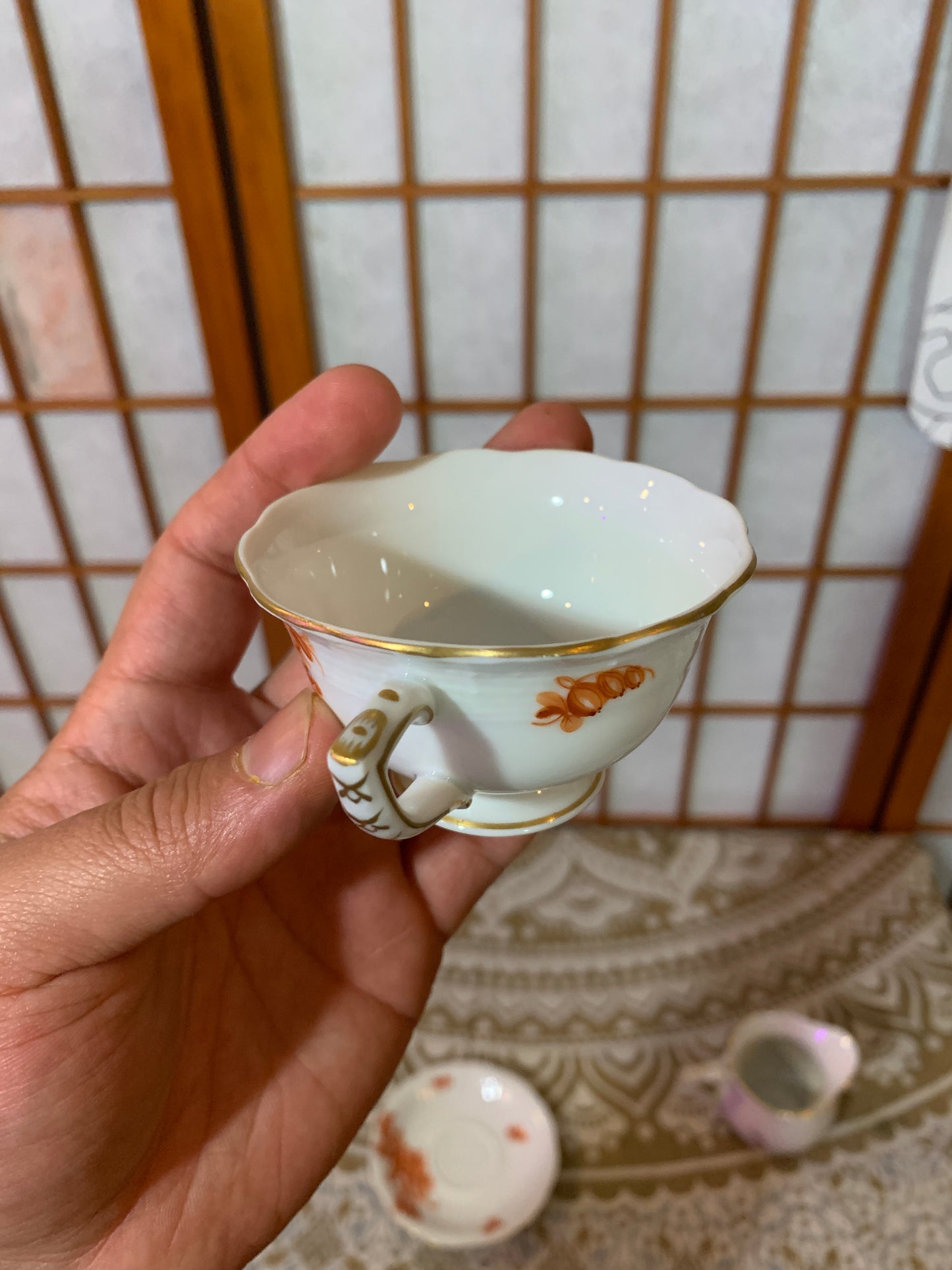 Herend Hungary porcelain Chinese Bouquet rust saucer cup