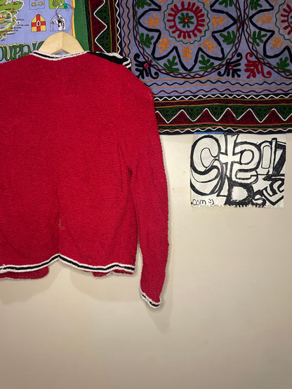 Red Grouch Accent Cardigan