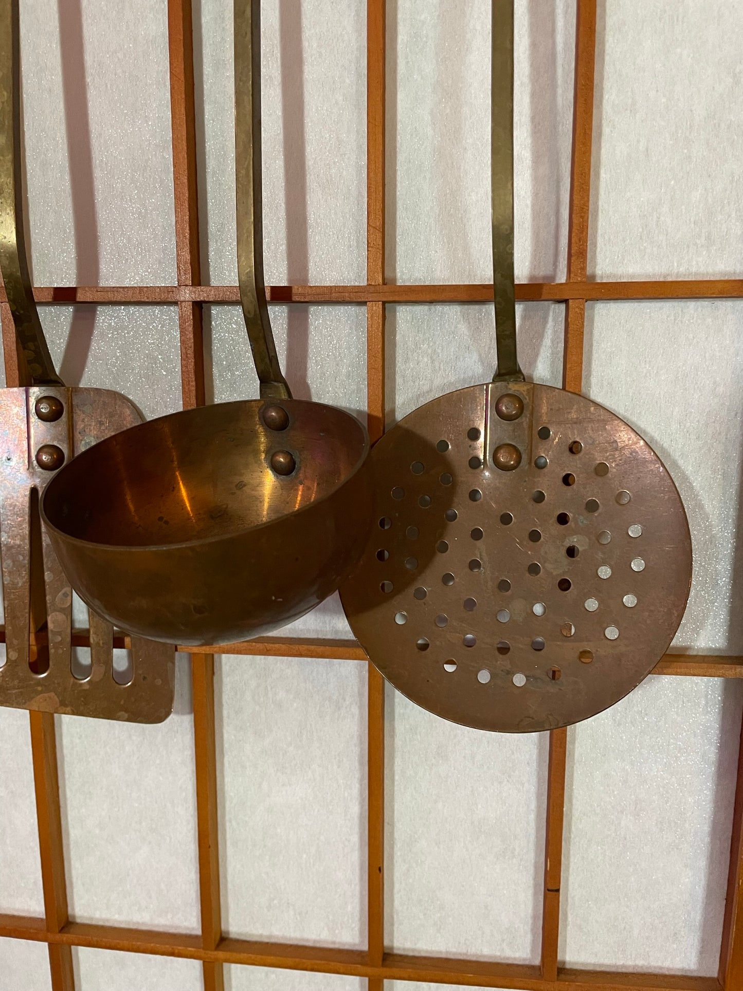 Copper Vintage Hanging Kitchen Utensils