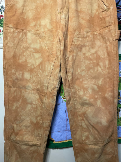 Stussy Double Knee Pants Men 29 Carpenter Canvas Tye Dye Orange