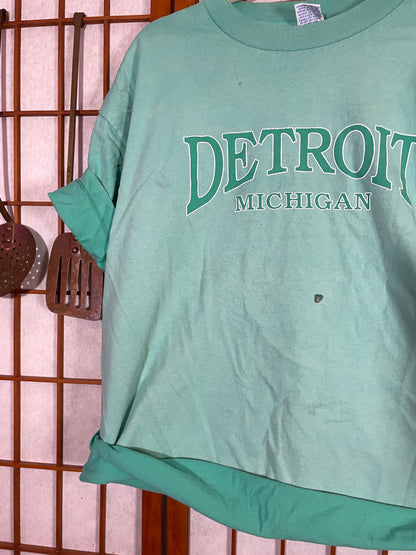 Sun Faded Detroit Turquoise T