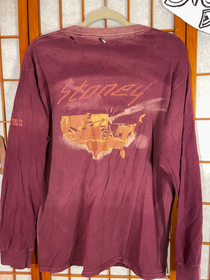 Sun Faded Stoney Distressed Post Malone Concert Shirt