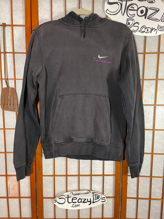 Nike Hoodie Small Black Embroidered Swoosh Logo Sun Dye Bleach Distress