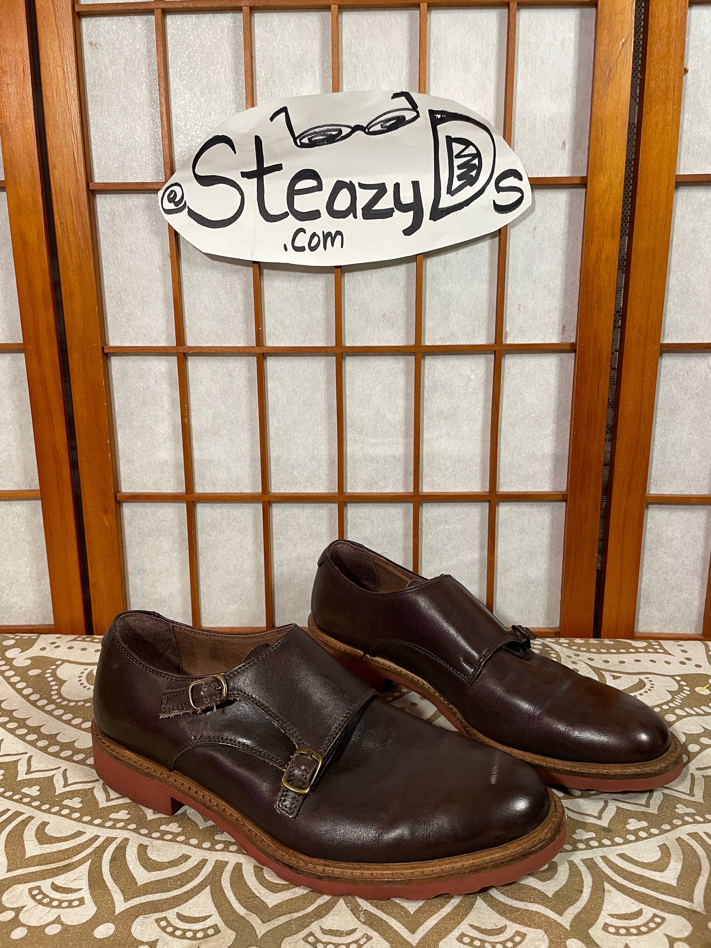 To Boot New York Brown Leather 8 Double Monk Strap