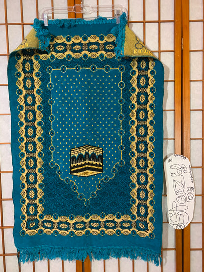 Blue Gold Kaaba Prayer Rug