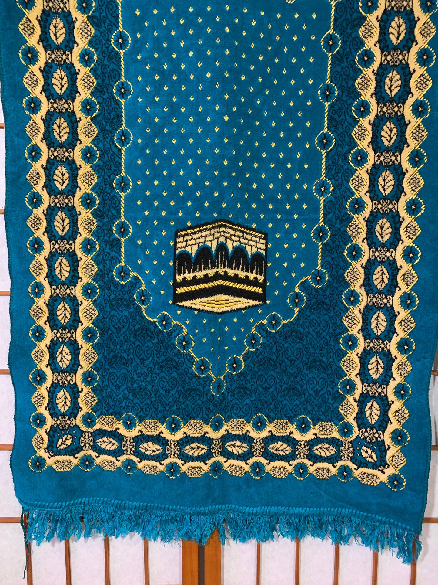 Blue Gold Kaaba Prayer Rug