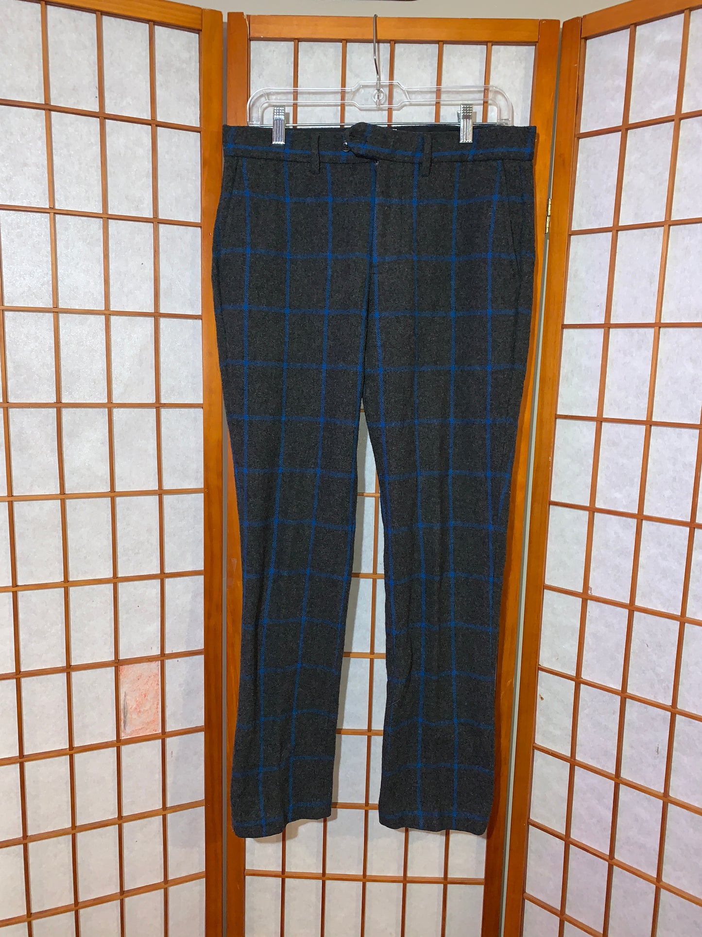 Dark Grid Wool Pants