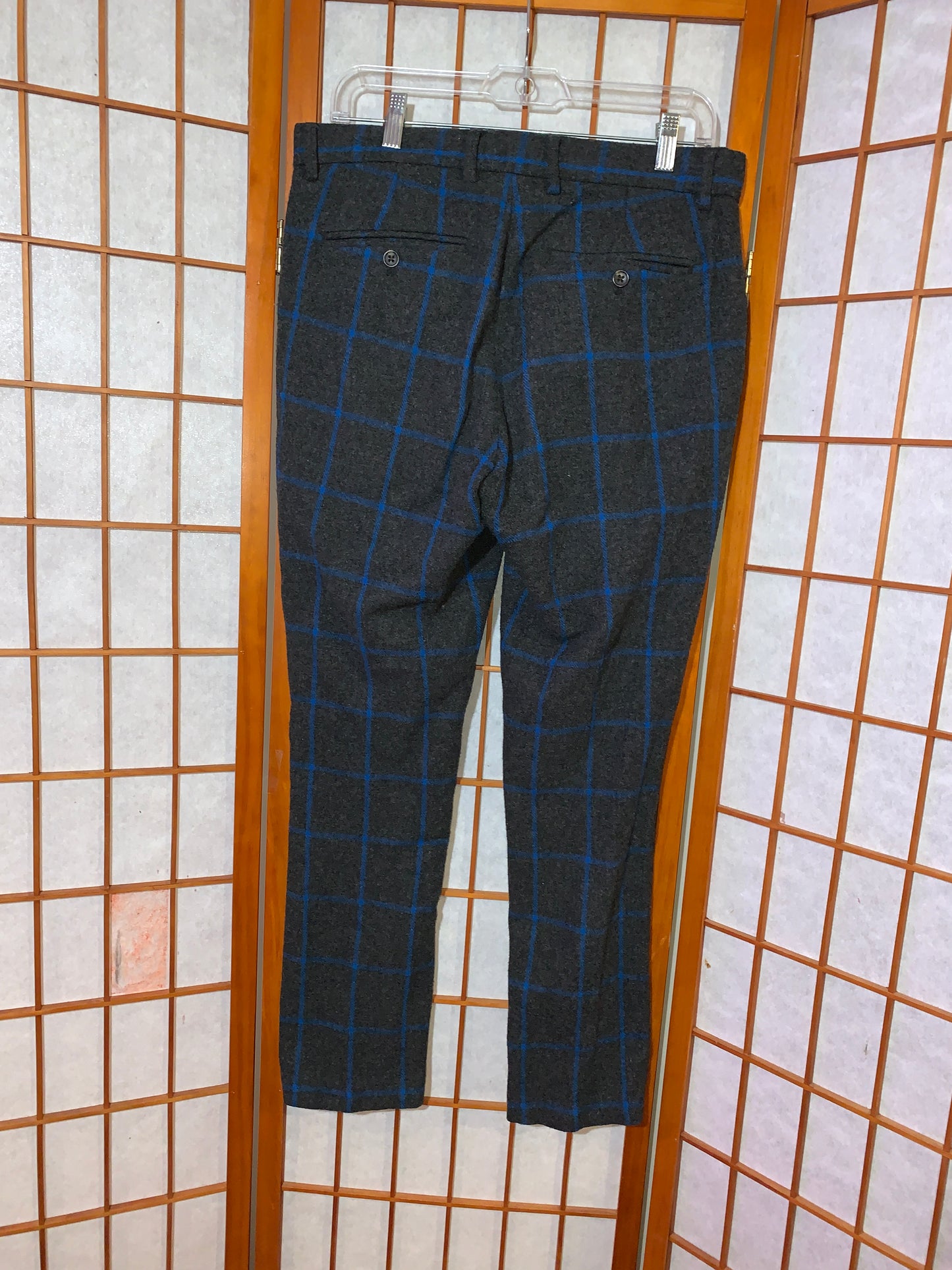 Dark Grid Wool Pants