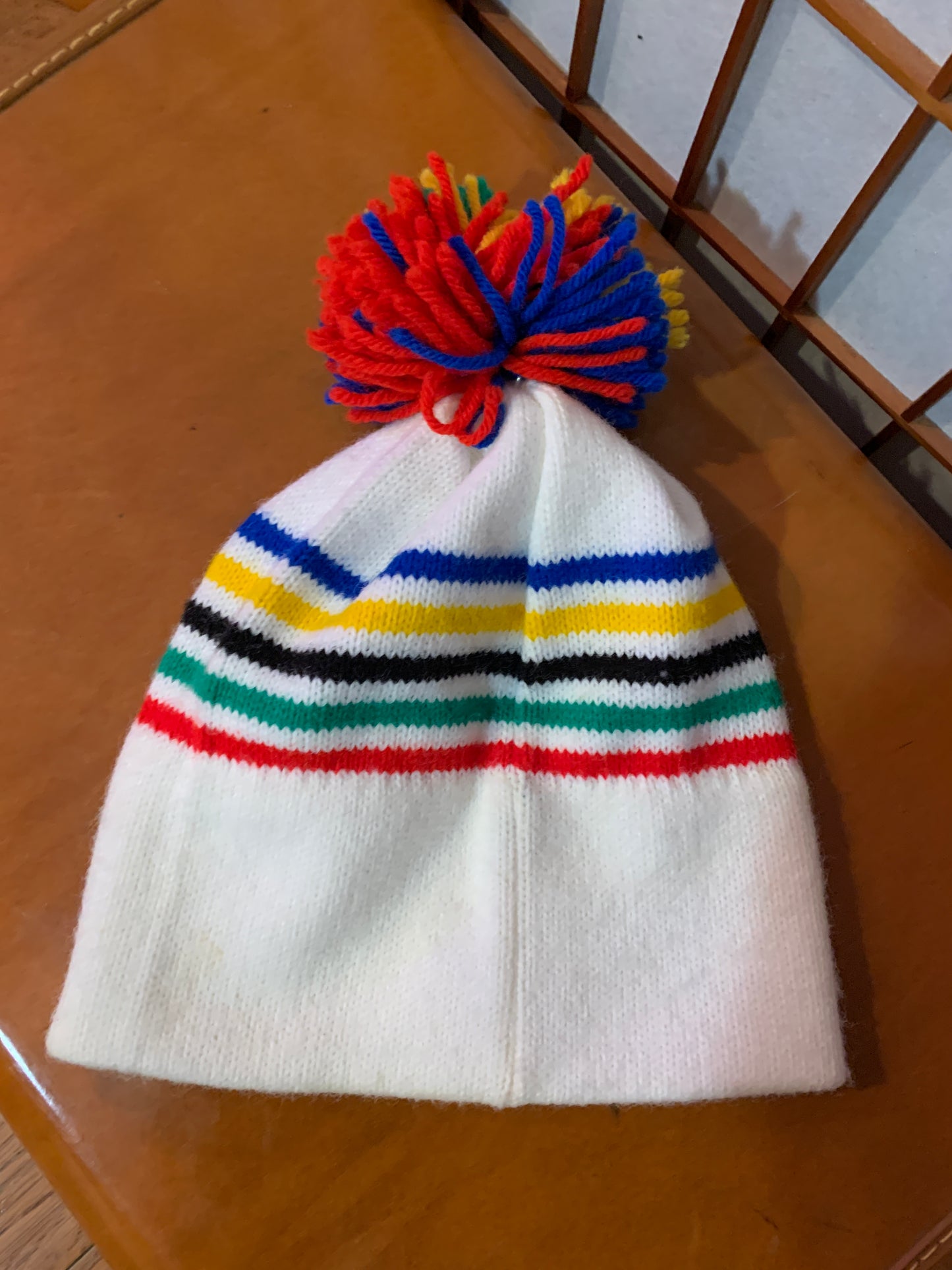 Striped Wool Pom Hat - 1980 Lake Placid Winter Olympic