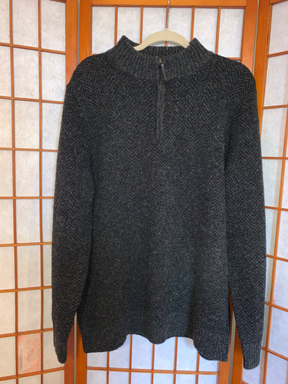 Charcoal Herringbone Quarter Zip by Pendleton