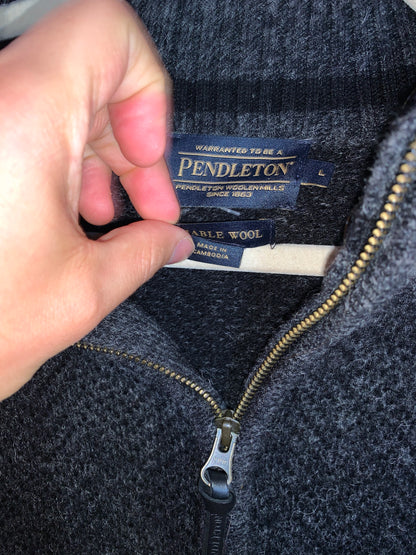 Charcoal Herringbone Quarter Zip by Pendleton