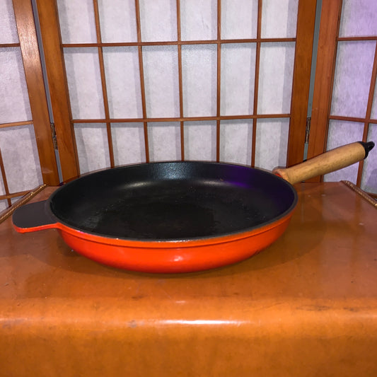 Le Creuset Orange Skillet with Wood Handle