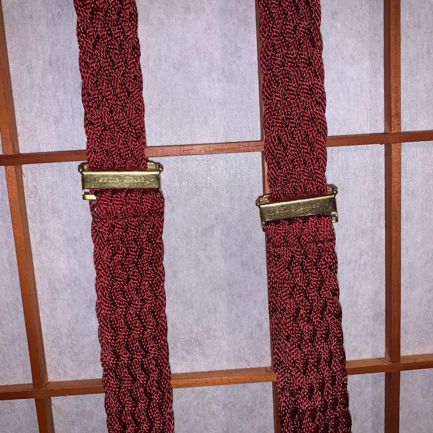 Suspenders Brass And Leather Red