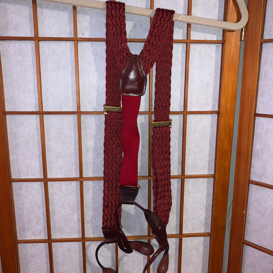 Suspenders Brass And Leather Red